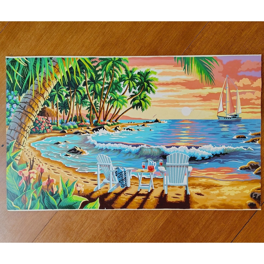 Stunning Sunset On Beach Paint By Number Very‎ Well Done Vibrant Coastal Ocean